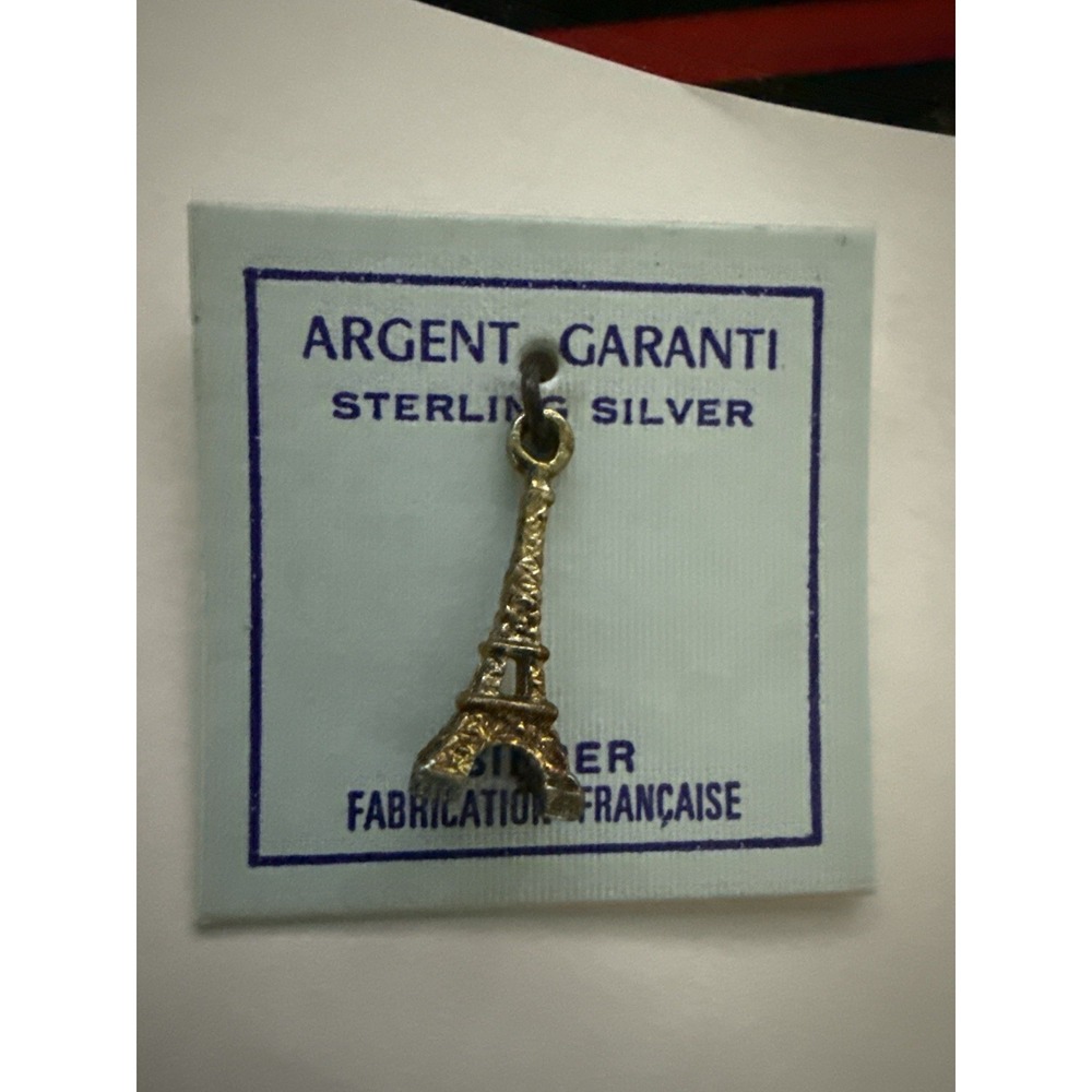 Vintage Sterling Silver Eiffel Tower Paris France Souvenir Charm w/ Display Card